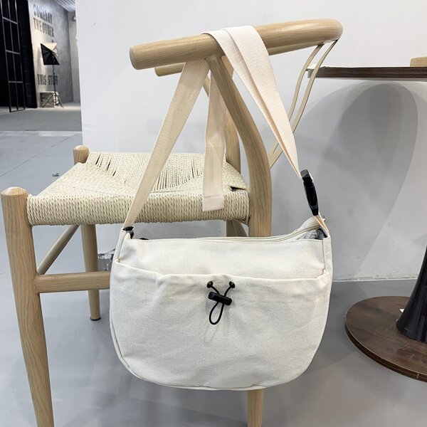 

Minimalist Canvas Crossbody Bag, Beige
