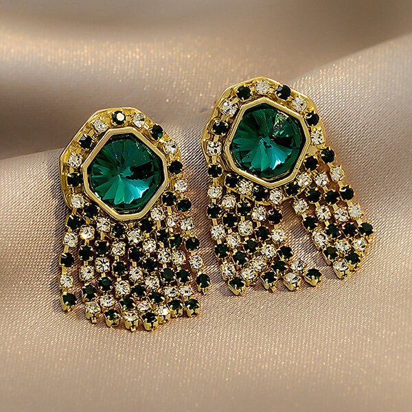 

Rhinestone Decor Drop Earrings, Gold