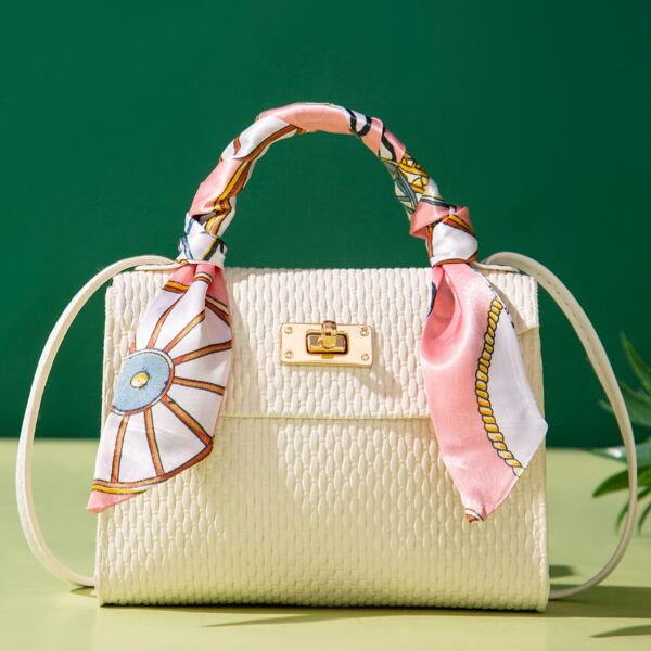 

Scarf Decor Square Bag, White