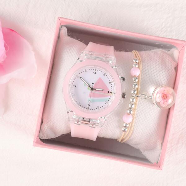 

1pc Kids Round Pointer Quartz Watch & 1pc Bracelet