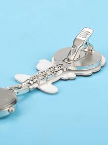 1 pieza Reloj de pared colgante con diseño de enfermera de dibujos animados, reloj de cuarzo minimalista vintage con números para mujeres/estudiantes - Granate - Ver 3