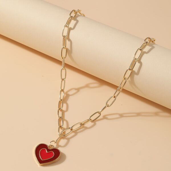 

Heart Pendant Necklace, Red
