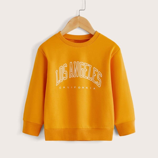 

Toddler Girls Letter Graphic Sweatshirt, Mustard yellow