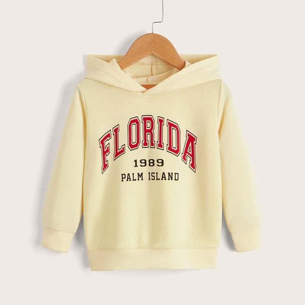 

Toddler Girls Letter Graphic Hoodie, Apricot