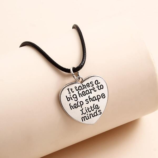 

Heart Pendant Necklace, Black