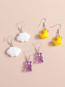 3對卡通耳墜 - 彩色 - 查看 3