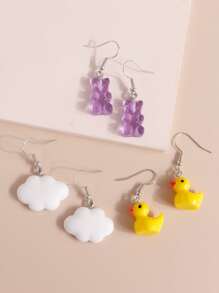 3對卡通耳墜 - 彩色 - 查看 4