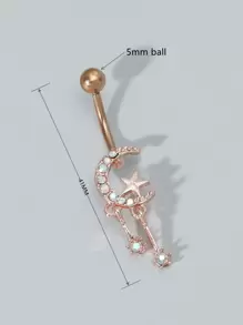 件新品玫瑰金肚臍穿孔 - 玫瑰金 - 查看 3