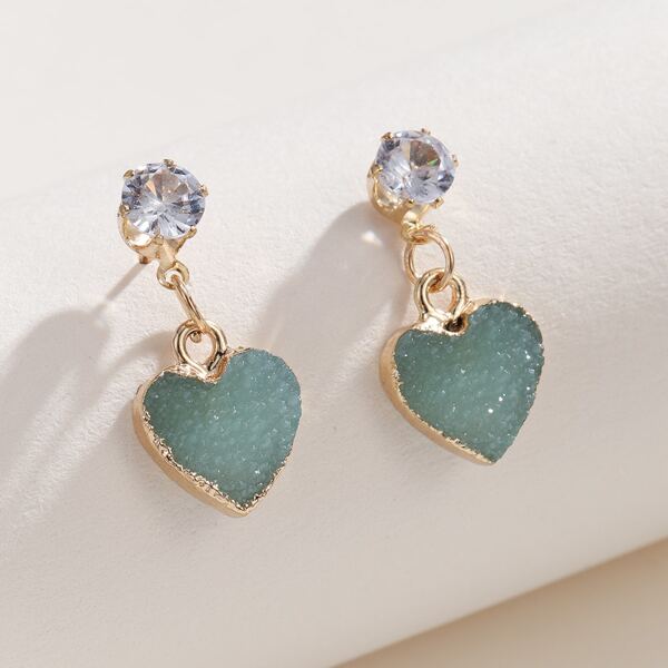 

Heart Design Drop Earrings, Mint green