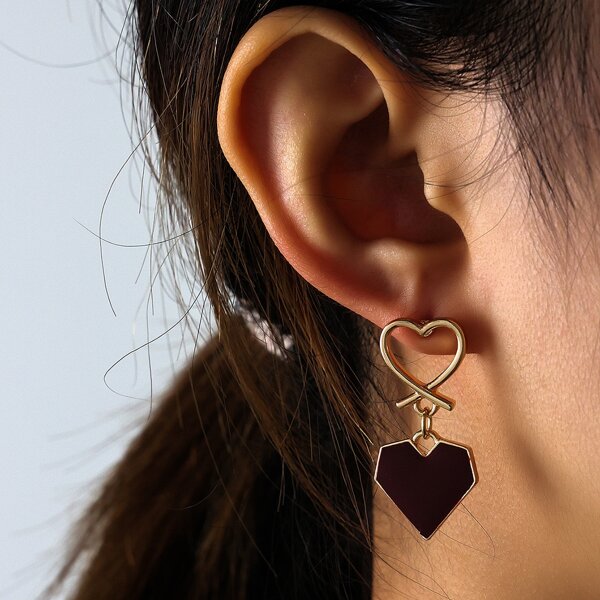 

Heart Design Drop Earrings, Multicolor