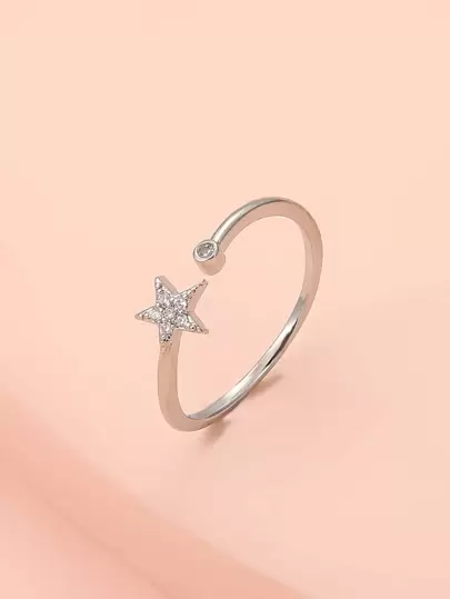 1 Miếng Đúng mốt Đơn giản Và Linh hoạt Hình ngôi sao Mở Nhẫn Với Đồ trang trí Rhinestone , Thích hợp Đối với Của phụ nữ Mặc hàng ngày