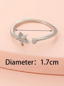 1pc Fashionable Simple And Versatile Star Shaped Open Ring With Rhinestone Decor, Suitable For Women's Daily Wear - Silver - View 3