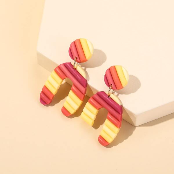 

Color Block Geometric Drop Earrings, Multicolor