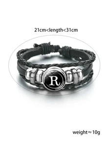 Vòng tay bện đồ họa chữ cái thời trang và phổ biến dành cho nam giới làm quà tặng trang sức và cho vẻ ngoài sành điệu - màu đen - Xem 4