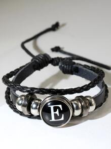 Hombres Pulsera con diseño de letra - Negro - Ver 1