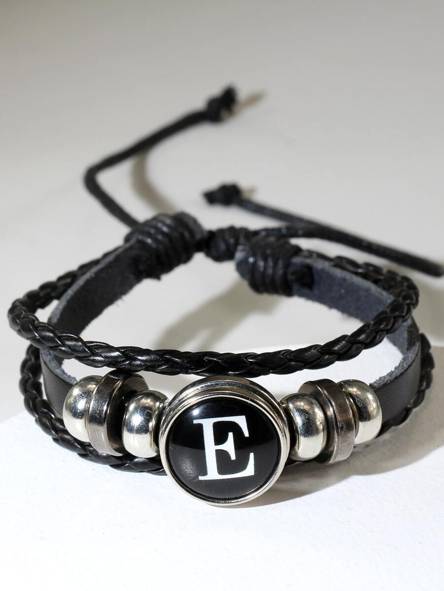 Hombres Pulsera con diseño de letra - Negro - Ver 1