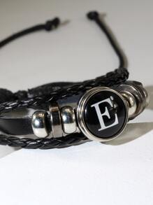 Hombres Pulsera con diseño de letra - Negro - Ver 3