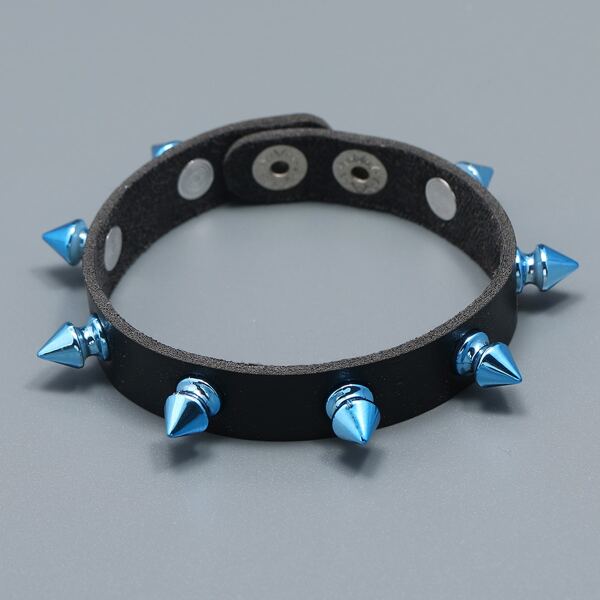 

Men Spike Decor Bracelet, Blue