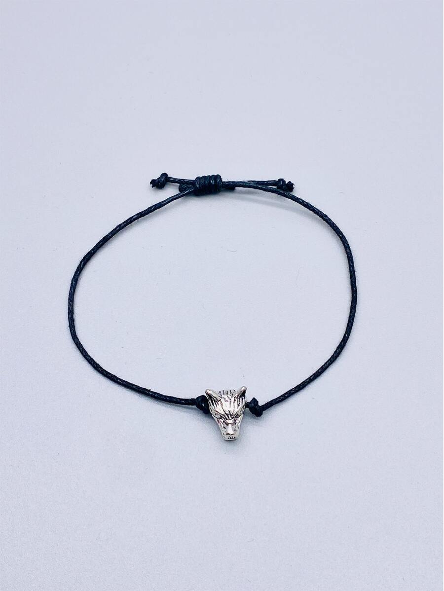 時尚流行男士動物頭裝飾手鍊，適合珠寶禮物和時尚外觀 - 復古銀色 - 查看 1