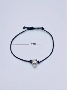 時尚流行男士動物頭裝飾手鍊，適合珠寶禮物和時尚外觀 - 復古銀色 - 查看 4