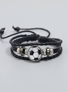 Pulsera a capas fútbol con diseño - Blanco y Negro - Ver 1