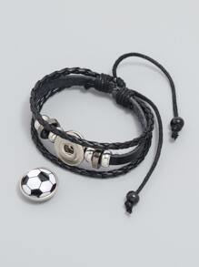 Pulsera a capas fútbol con diseño - Blanco y Negro - Ver 2