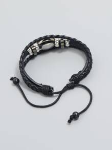 Pulsera a capas fútbol con diseño - Blanco y Negro - Ver 3