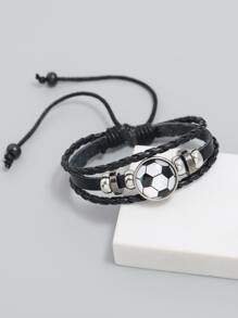 Pulsera a capas fútbol con diseño - Blanco y Negro - Ver 4