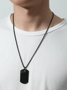 時尚流行男士幾何吊飾項鍊朋克嘻哈風格合金材料適合珠寶禮物和時尚外觀 - 黑色 - 查看 2