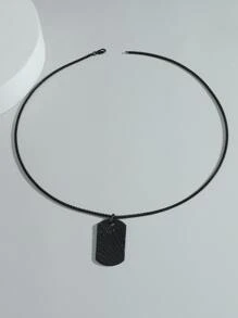 時尚流行男士幾何吊飾項鍊朋克嘻哈風格合金材料適合珠寶禮物和時尚外觀 - 黑色 - 查看 3