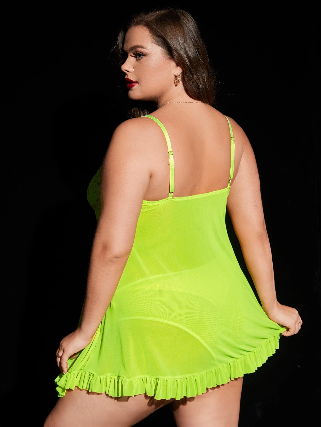 Miniatura 2 de Slips con encaje en contraste bajo con fruncido con bragas