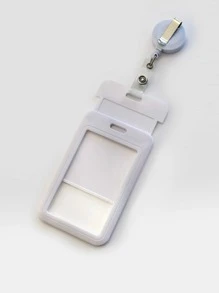 1pc Plain ID Card Holder - White - View 3