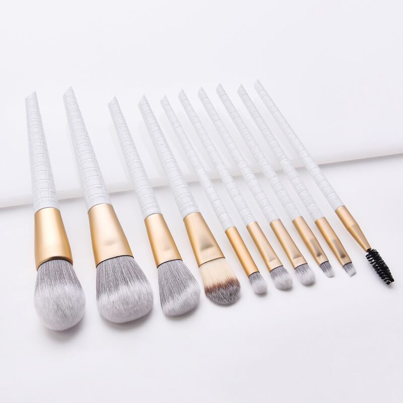 

10pcs Crocodile Pattern Handle Makeup Brush Set, White