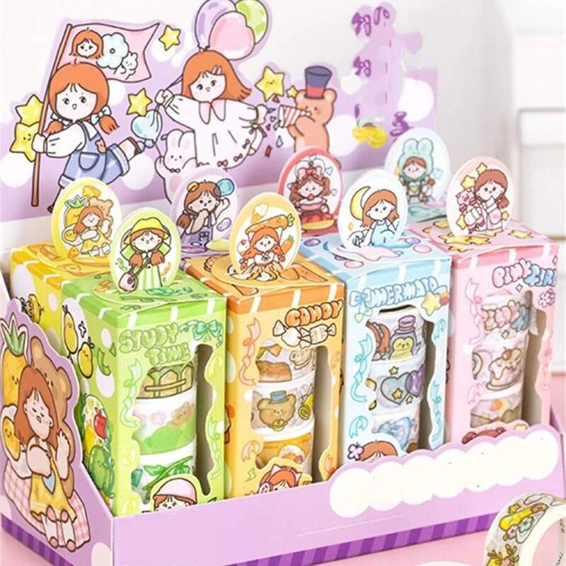 

5rolls Cartoon Graphic Random Washi Tape, Multicolor