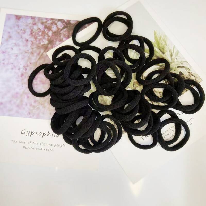 

50pcs Solid Hair Tie, Black