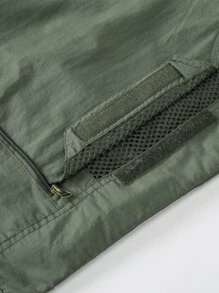 Manfinity 男士口袋前拉鍊開襟背心 - 軍綠色 - 查看 6