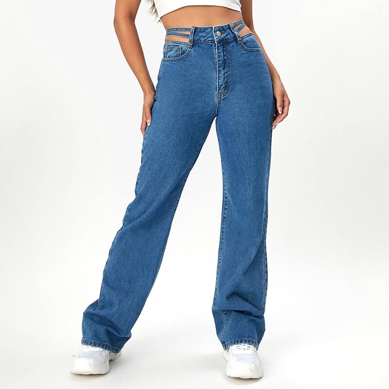 

Cut Out High Waist Wide Leg Jeans, Medium wash