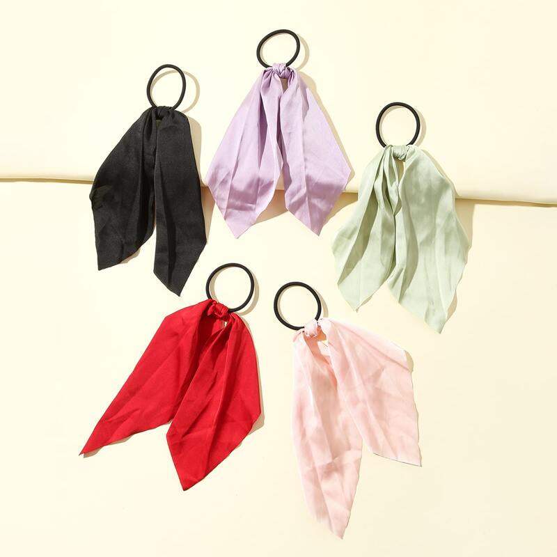 

2pcs Random Color Scarf Hair Tie, Multicolor