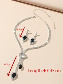 Rhinestone Decor Drop Bông tai & Vòng cổ - Nhiều màu - Xem 3