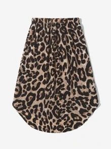 SHEIN Clasi Plus Leopard Print Elastic Waist Knot Asymmetrical Hem Skirt - Multicolor - View 2