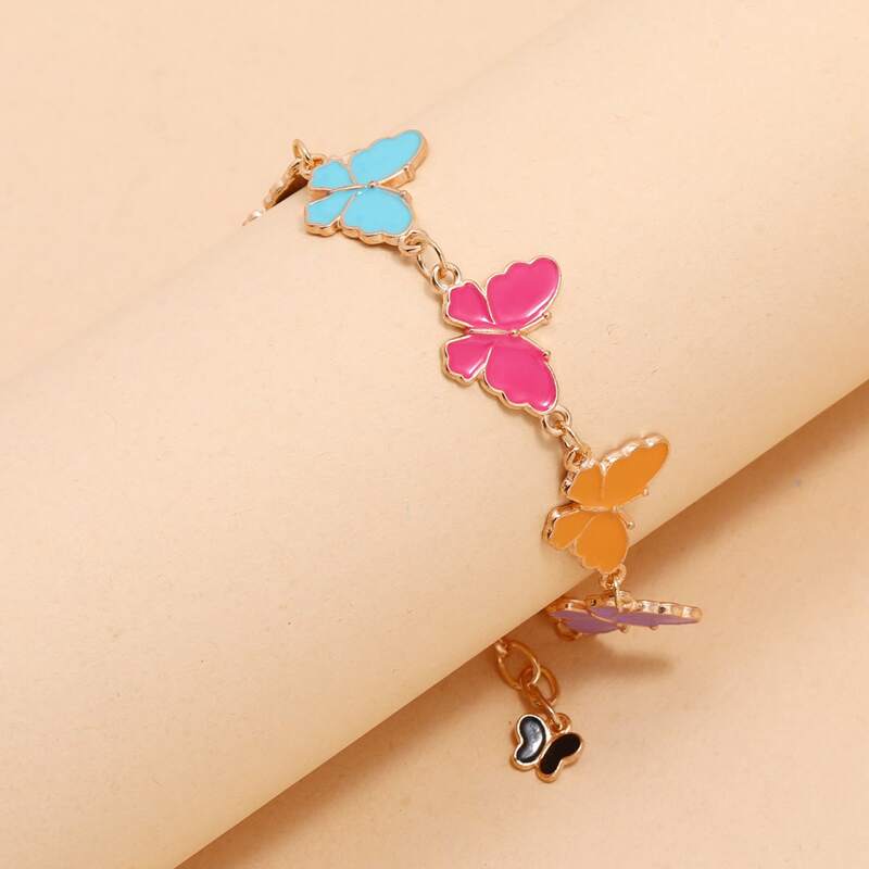 

Butterfly Decor Chain Bracelet, Multicolor