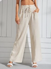 SHEIN Essnce 腰部抽繩斜口袋長褲