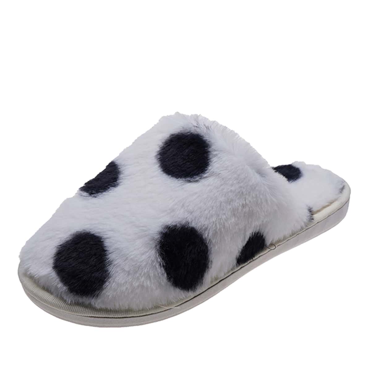 

Fluffy Home Slippers, Black and white
