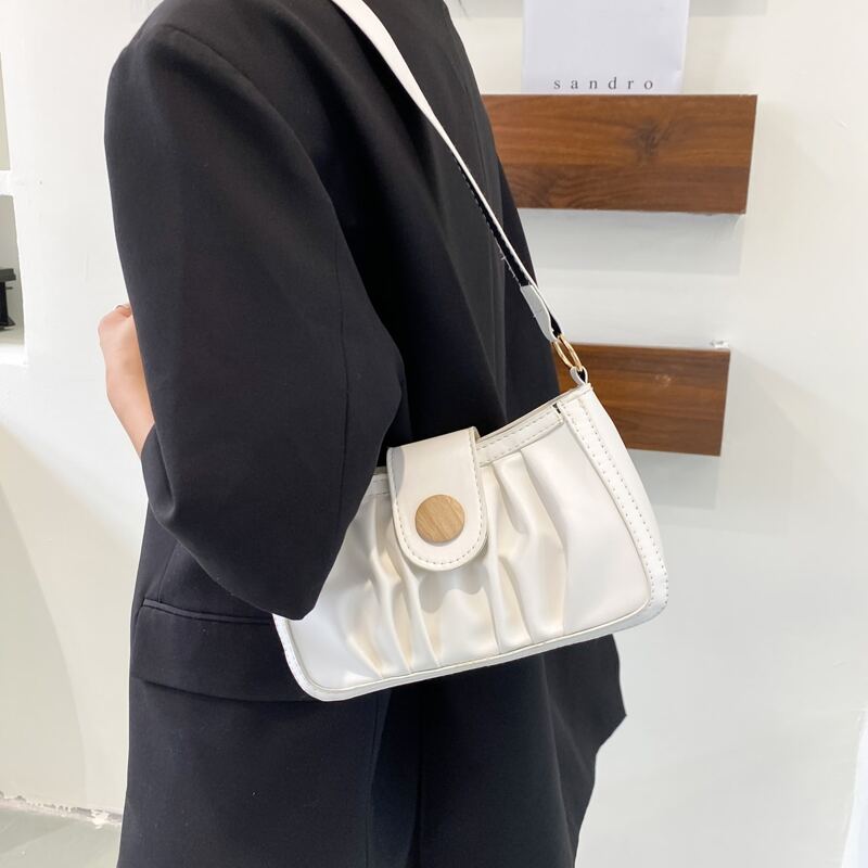 

Snap Button Shoulder Bag, White