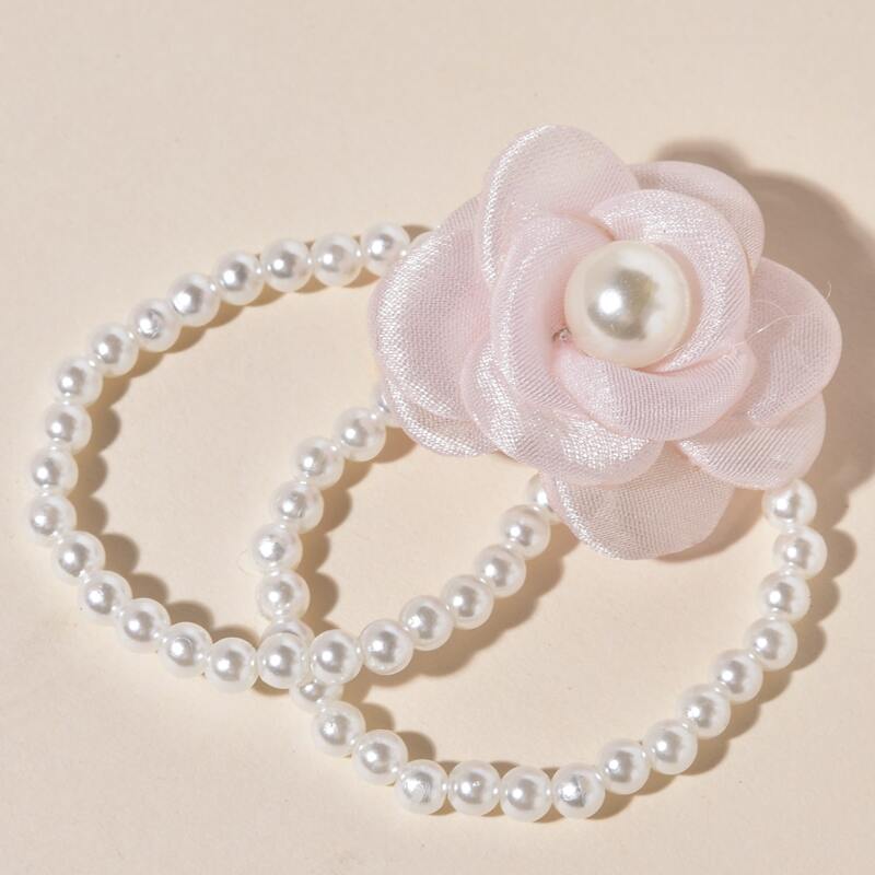

1pc Flower Design Hair Tie, Pink
