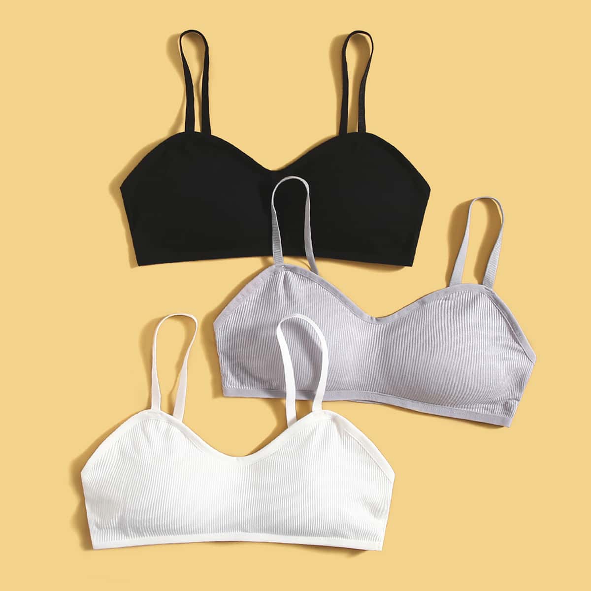 

3pack Solid Seamless Bralette Set, Multicolor