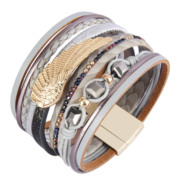 

Wing Decor Layered Bracelet, Grey