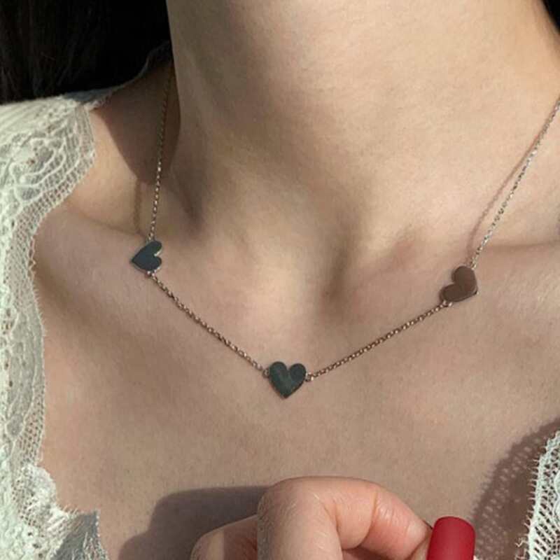 

Heart Decor Chain Necklace, Silver
