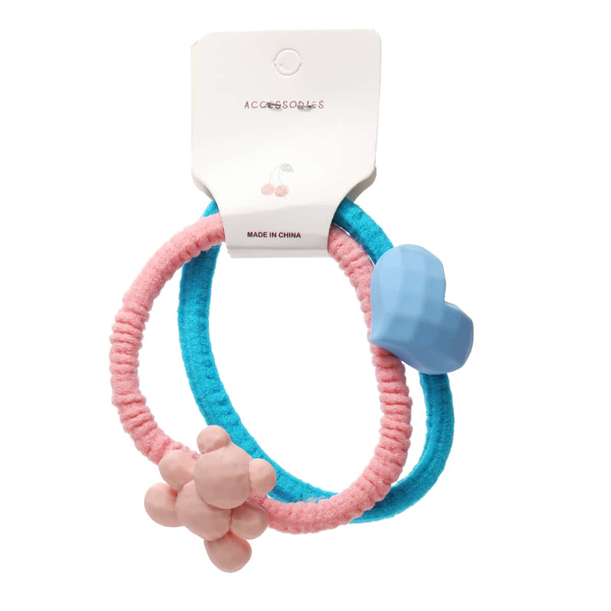 

2pcs Bear & Heart Hair Tie, Pink
