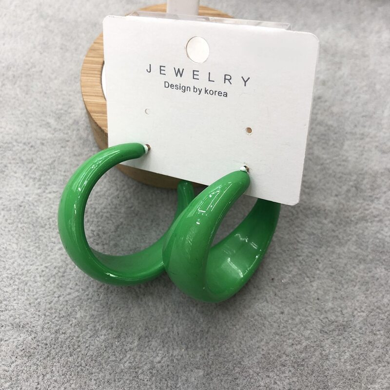 

Minimalist Hoop Earrings, Green